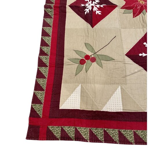 Christmas Winter Holiday Blanket Throw 52 x 62 Snowflake Cardinal Poinsettia - Picture 4 of 5